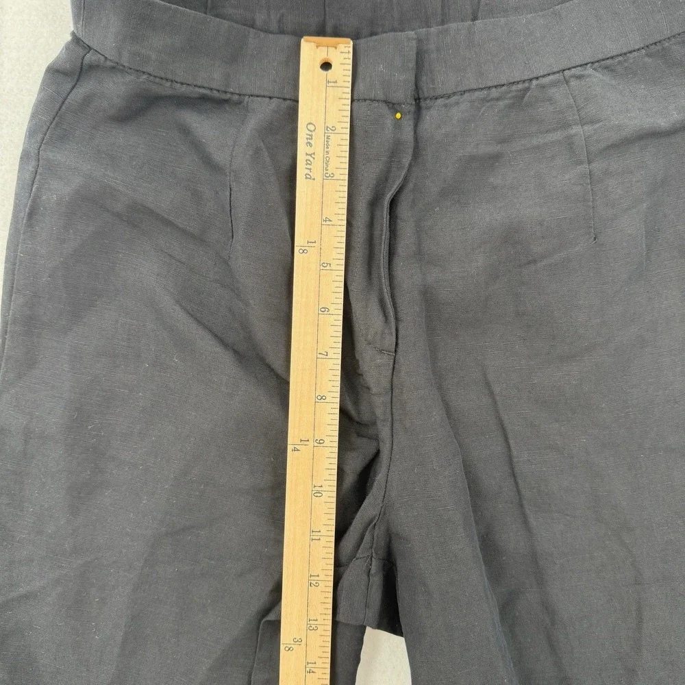 H&M Pants Womens 8 Linen Blend Wide Leg‎ High Rise Black Lightweight Baggy NEW